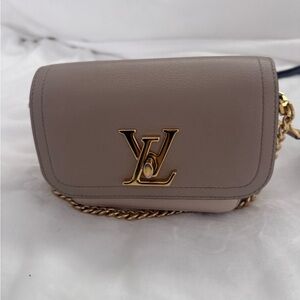 Louis Vuitton Taupe Crossbody Bag with Gold Accents